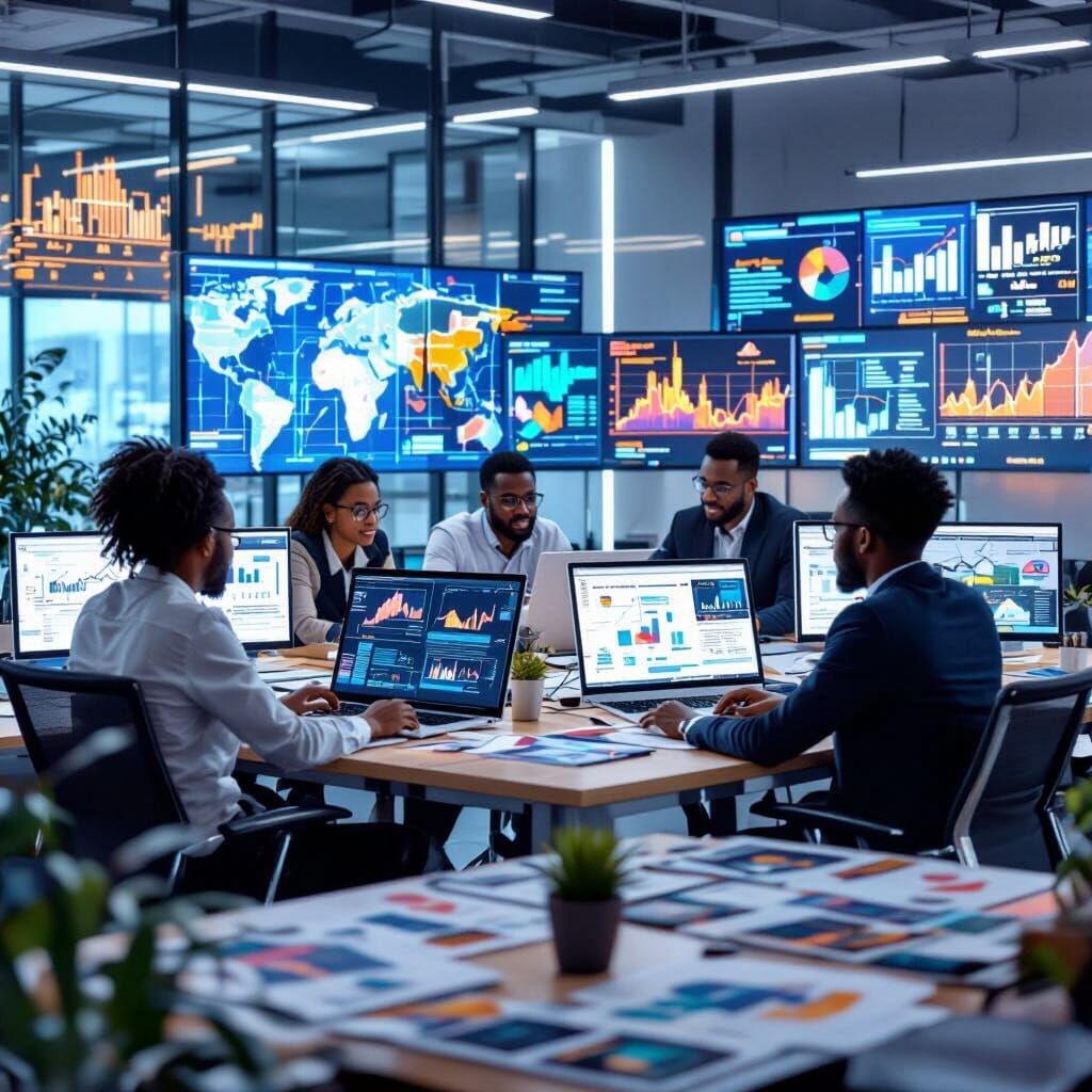 African Professionals in Futuristic Addis Ababa Tech Office