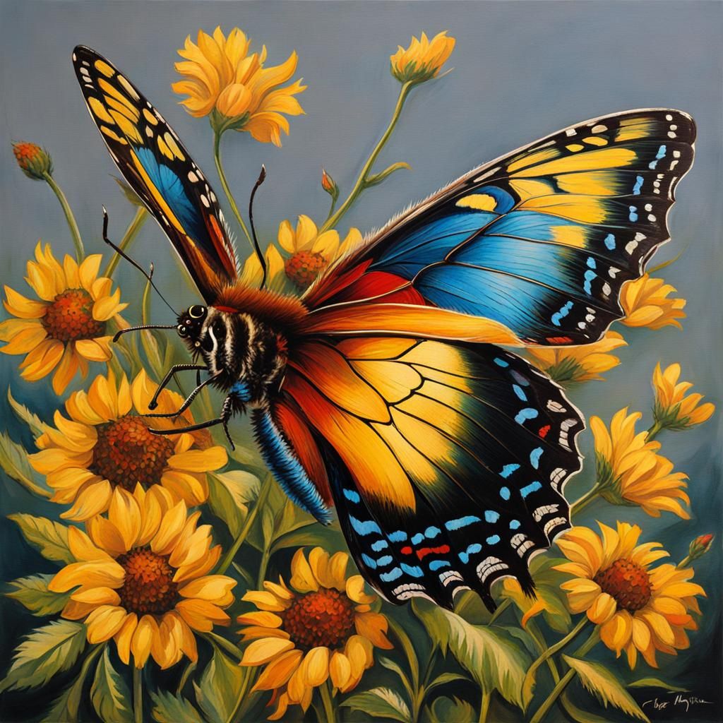 Butterflies in Post-Impressionistic Style
