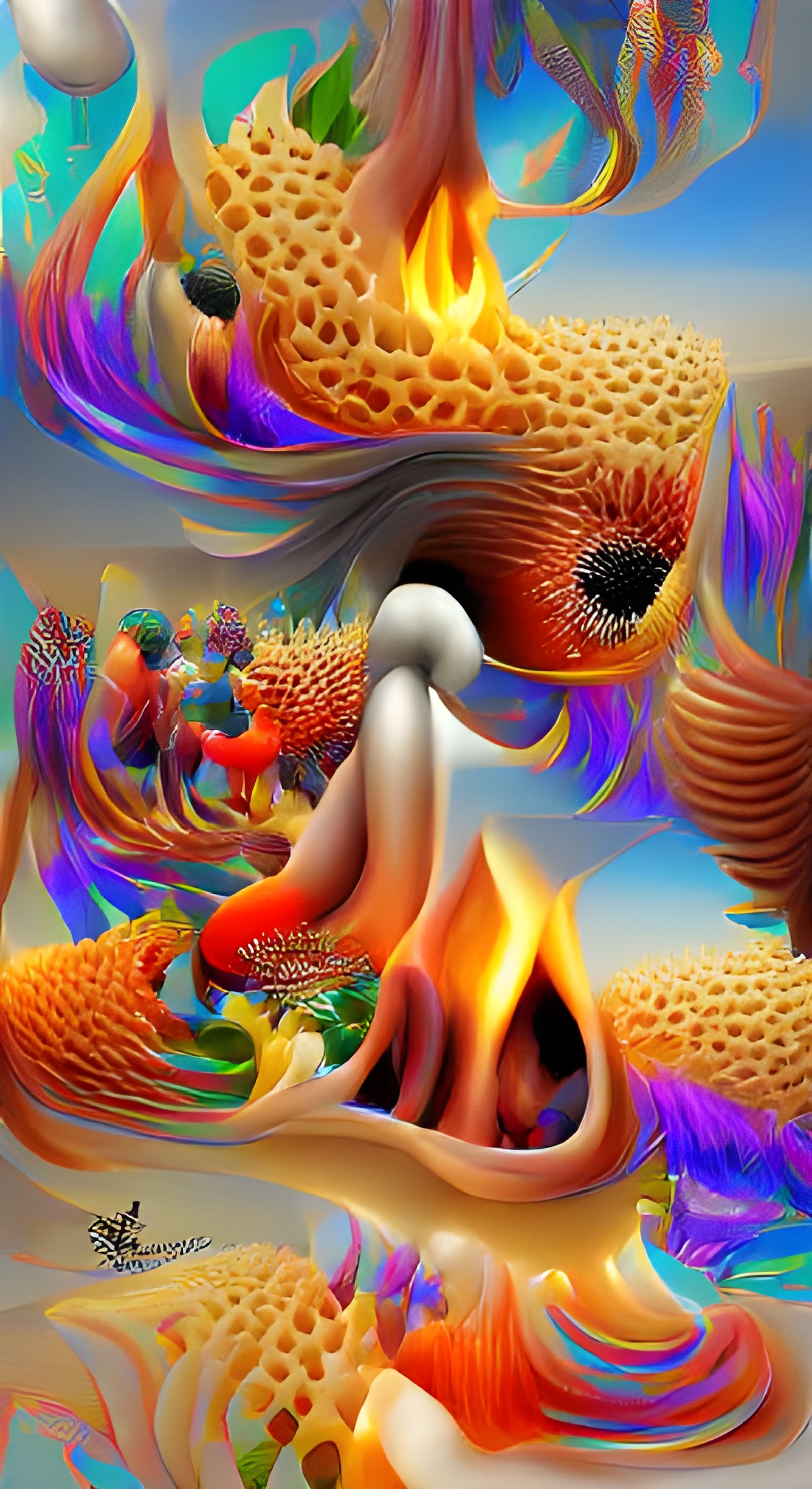 Psychedelic Fractal Fire Digital Art in Precisionism Style