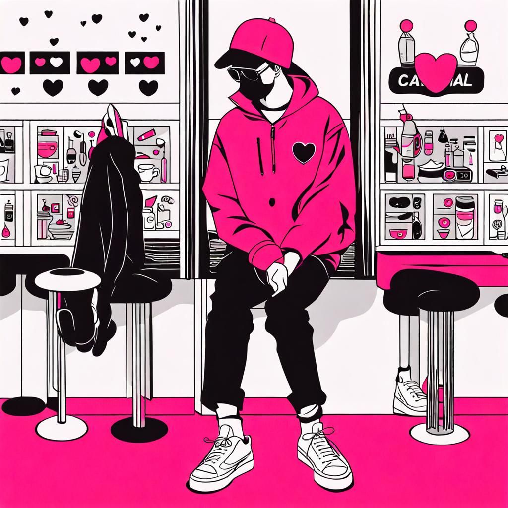 Retro Interior Design in Pink, Black and Silver