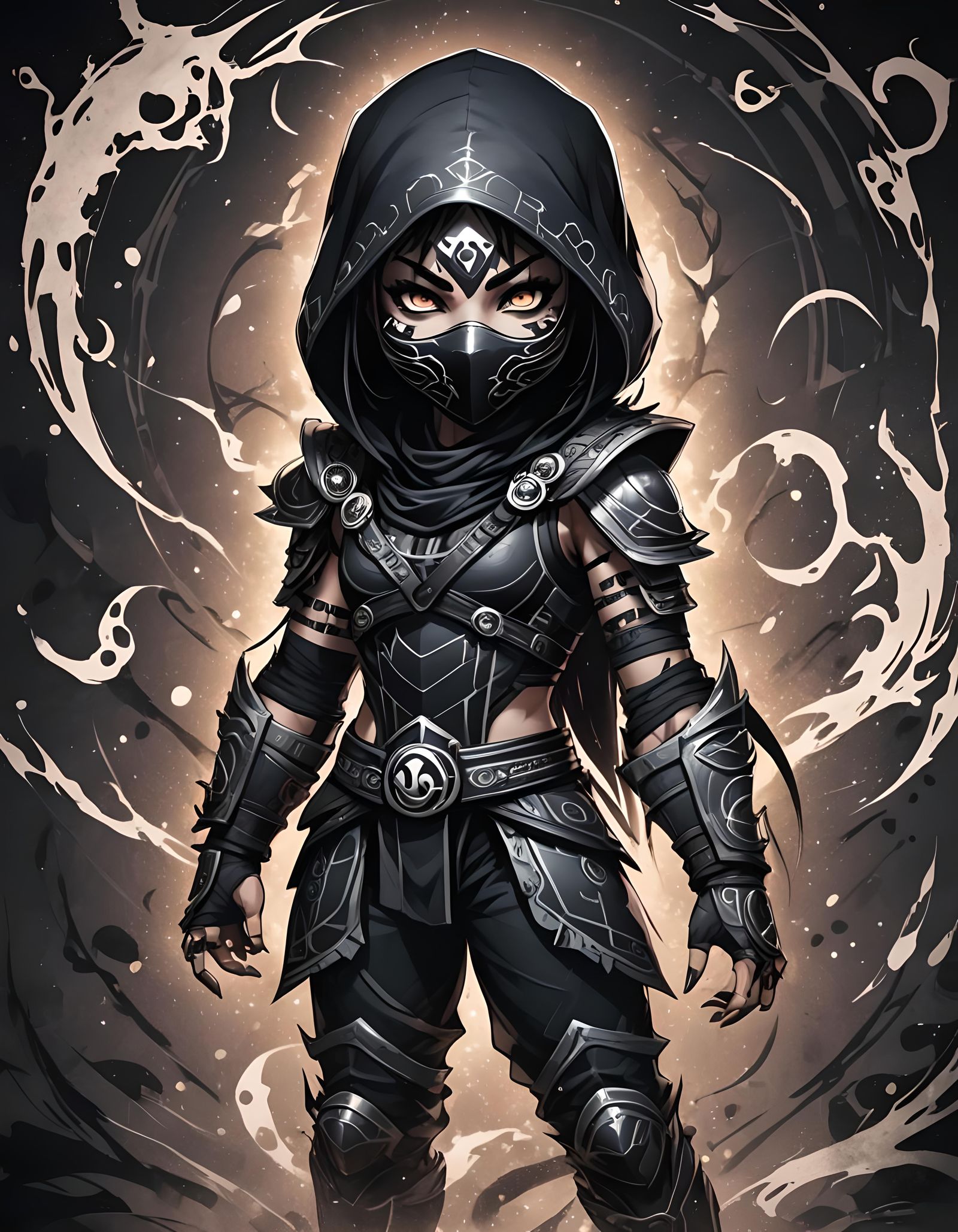 Cute Noob Saibot Girl in Anime Style