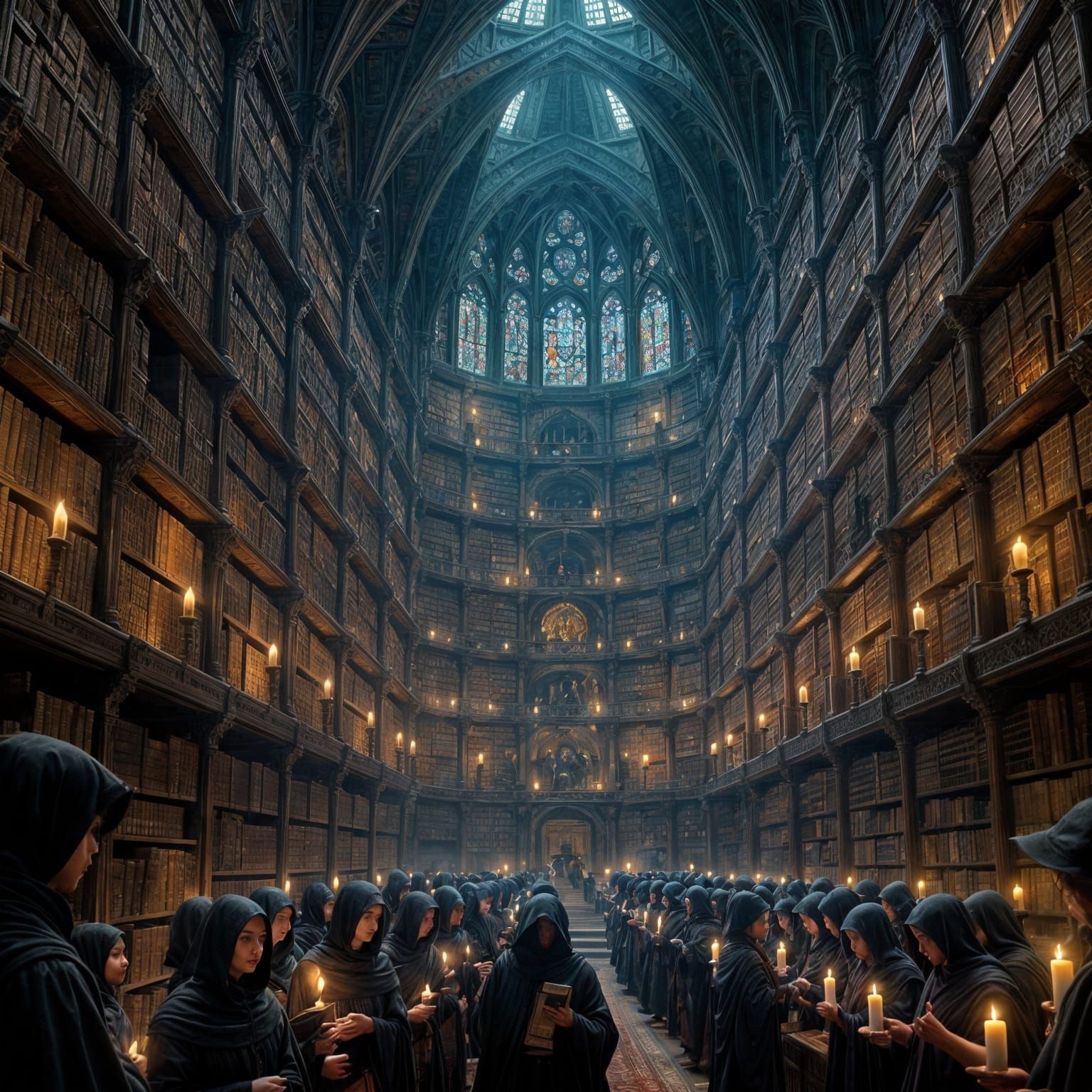 Ethereal Medieval Monastery with Ancient Tomes and Chanting ...