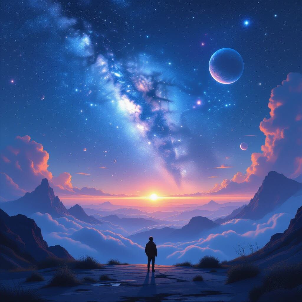 Surreal Cosmic Expanse with Ethereal Elements