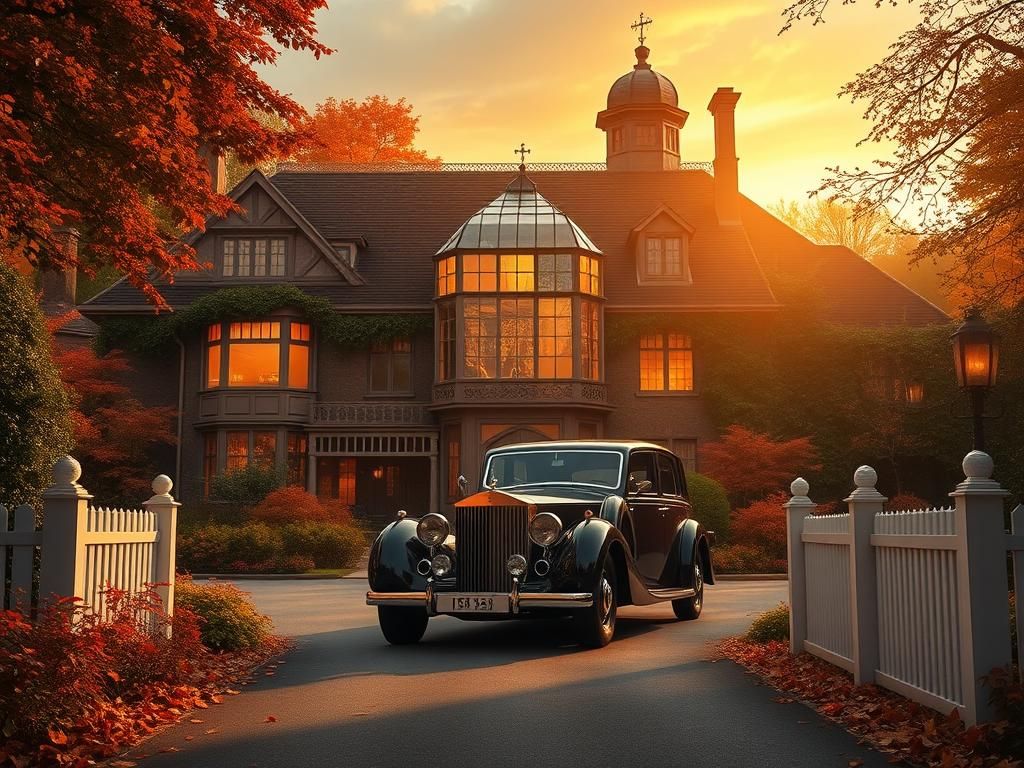 Edwardian Mansion in Autumn Light, Digital Matte Painting