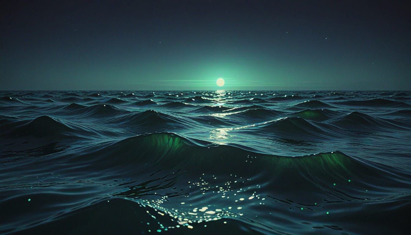 Surrealist Ocean Depths in Iridescent Blues and Greens