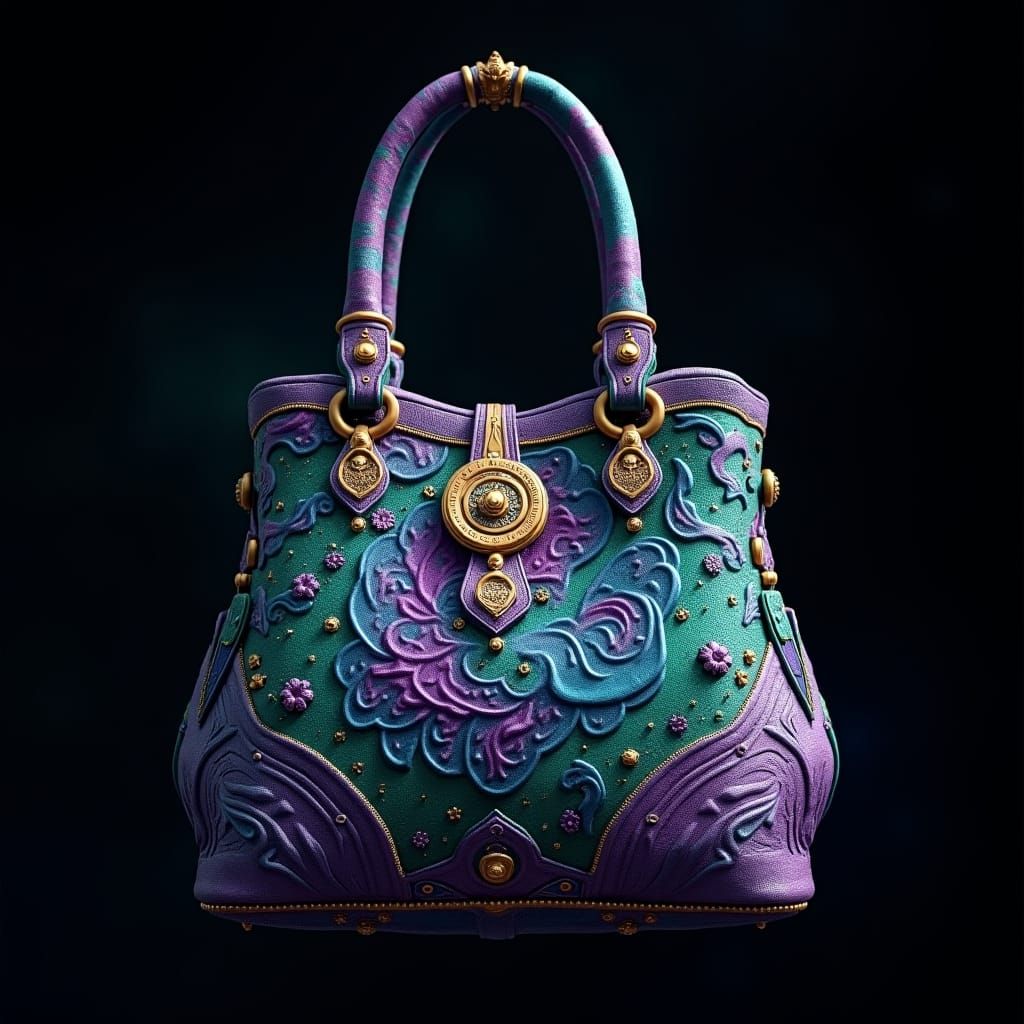 Luxurious Ornate Purse & Tote Bag with Mystical Symbols