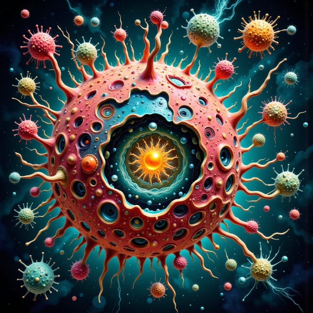 Surreal Microscopic Battle: Fractal Geometric Chaos