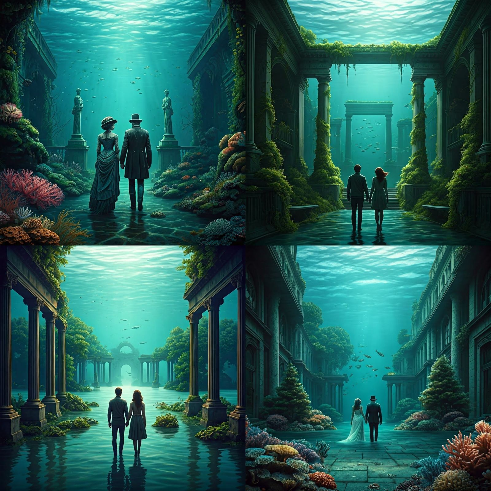 Submerged City Couple in Steampunk Style