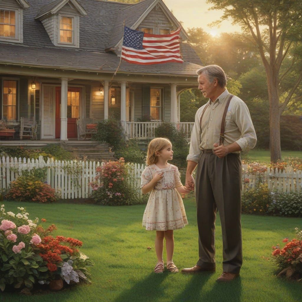 Child Recites Pledge of Allegiance Beside Grandparents in Id...