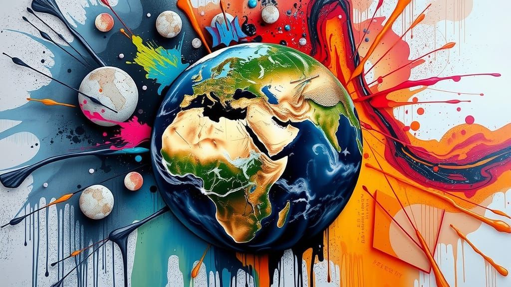 Graffiti Art of Earth in Street Art Style