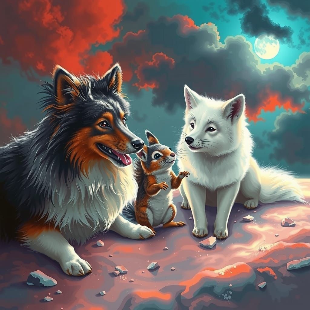 Playful Friends Unite in Vibrant Winter Wonderland