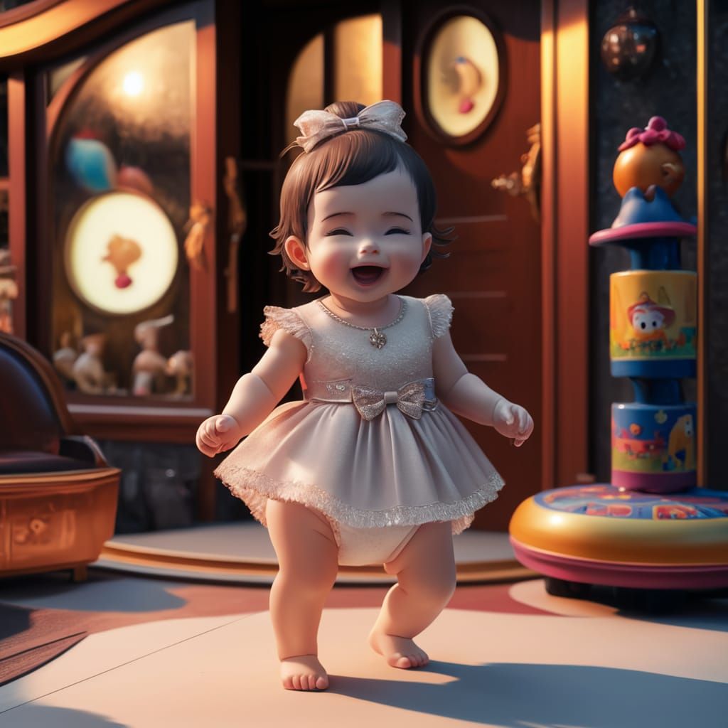 Baby Girl Takes First Steps in Luxurious Home