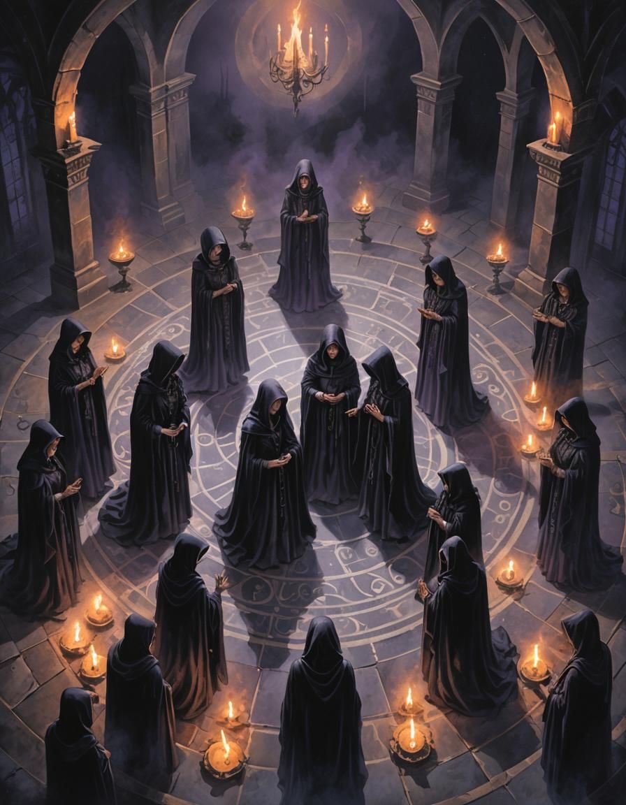 Eerie Gothic Coven Incantation in Dark Fantasy Style