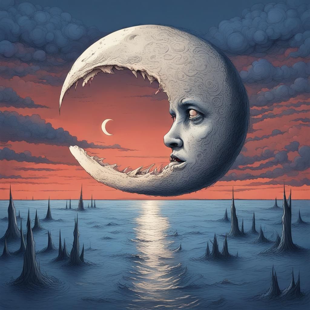 Moon Devoured: A Sinking Celestial Body