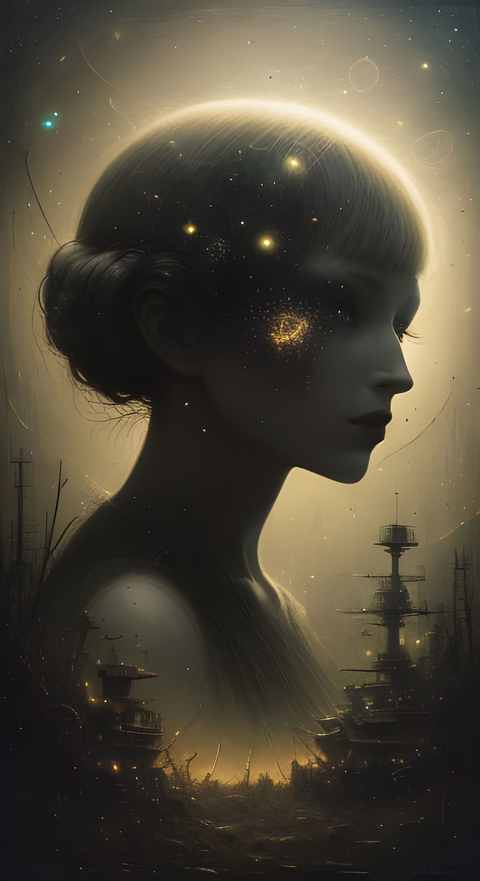 Cybernetic Laborers in Alien Landscape