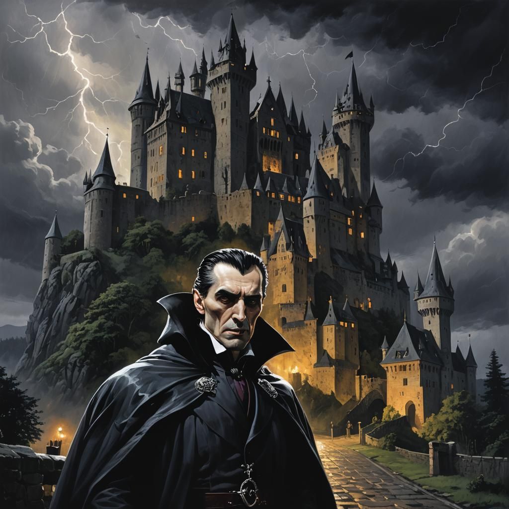 Count Dracula's Castle Bran in Dark Fantasy Style