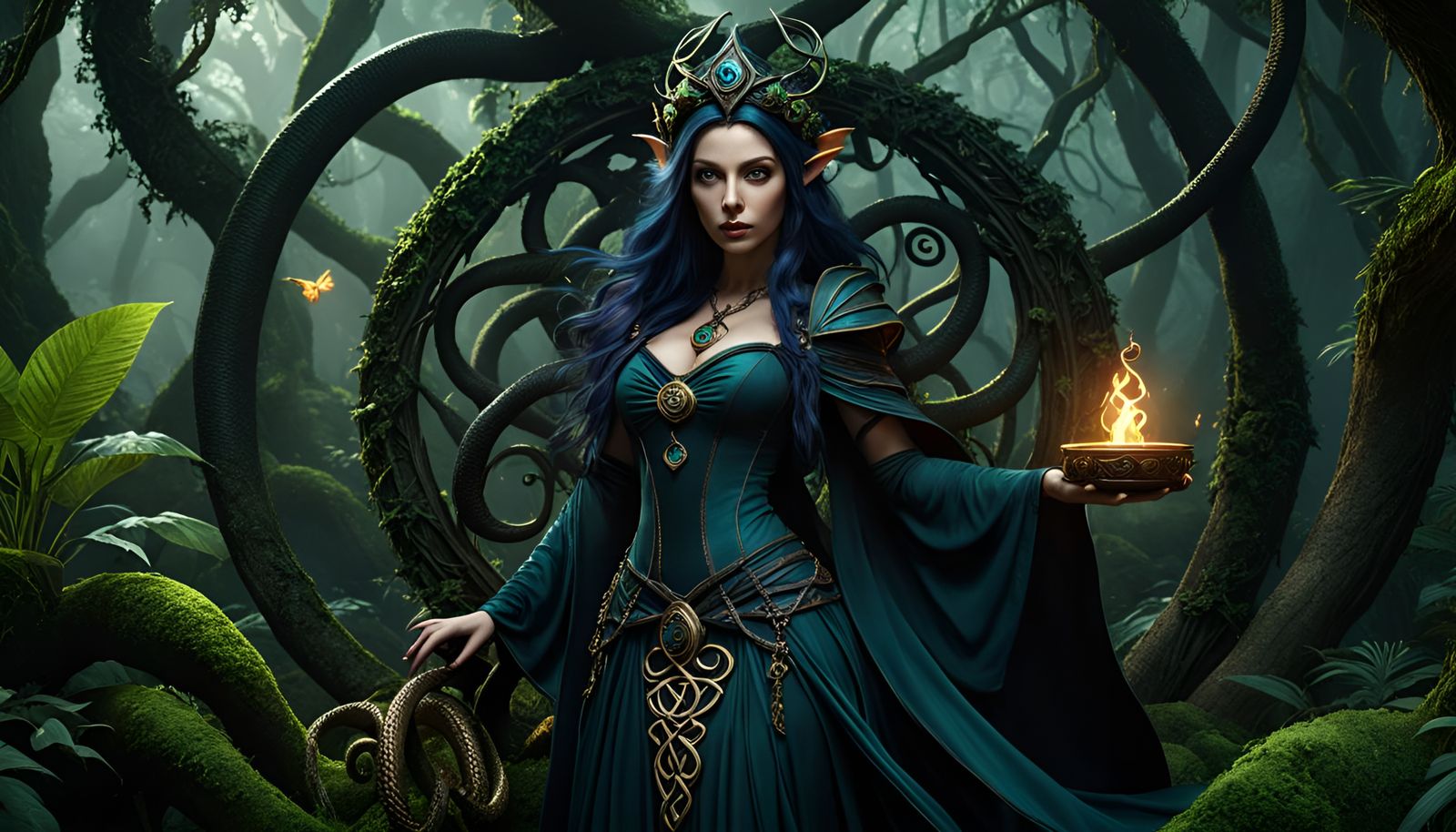 Dark Fairytale Sorcerer in Goblincore Forest