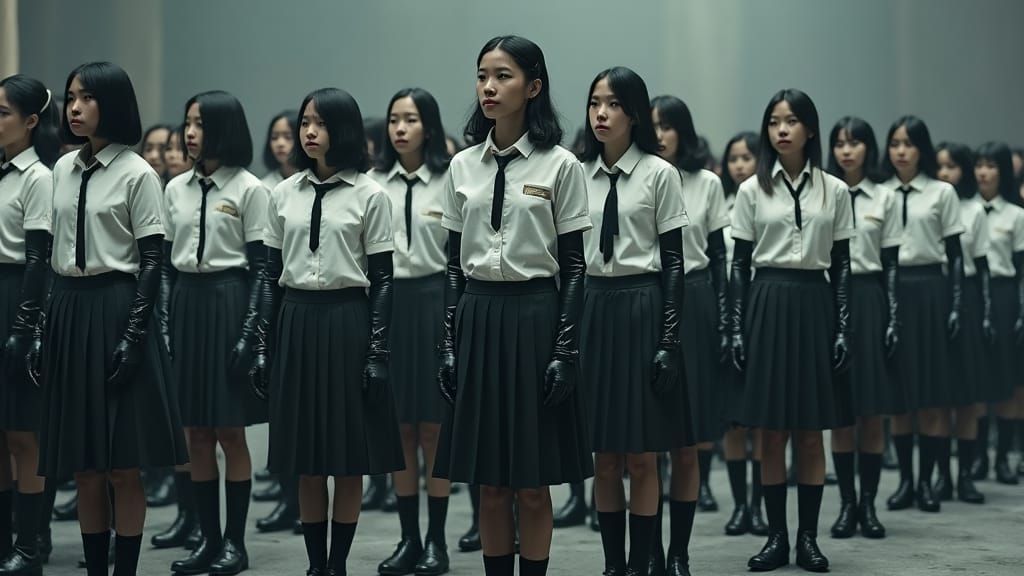 Sea of Schoolgirls in Black Boots: Digital Art