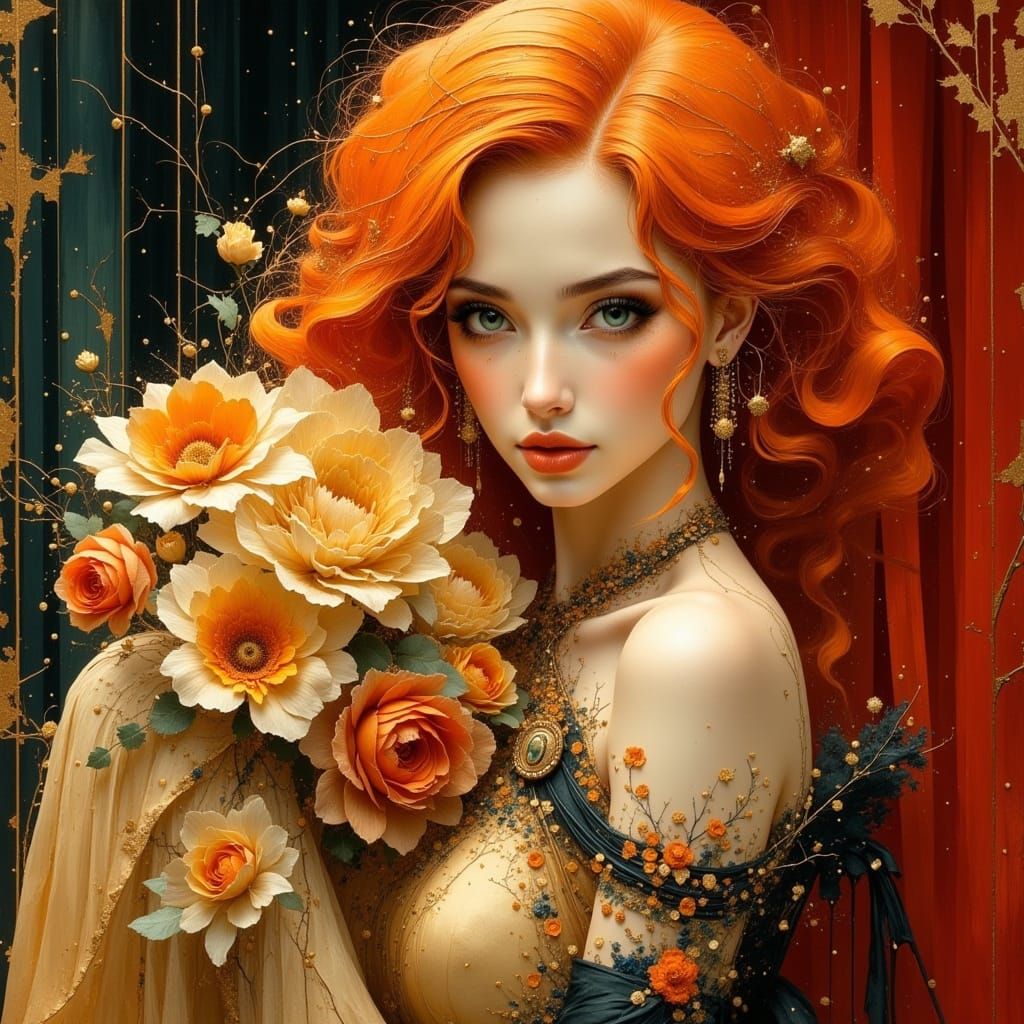 Sensual Cabaret Dancer in Art Deco Style