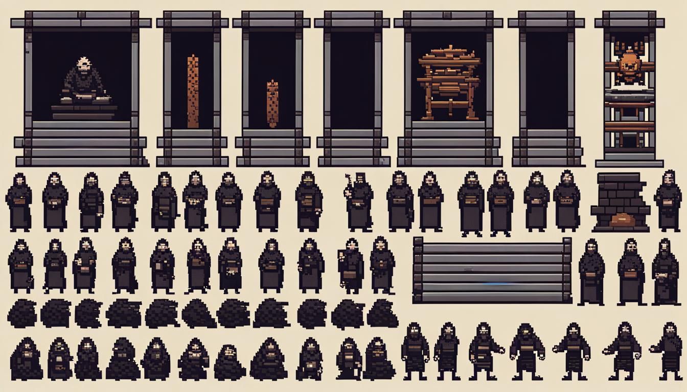 Monk's Dojo Pixel Art Sprite Sheet for Atari