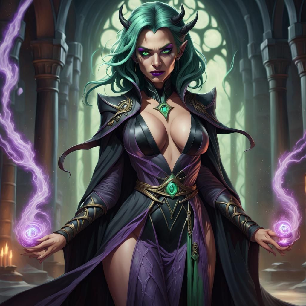 Demon Mage with Wild Energy, Fantasy Art