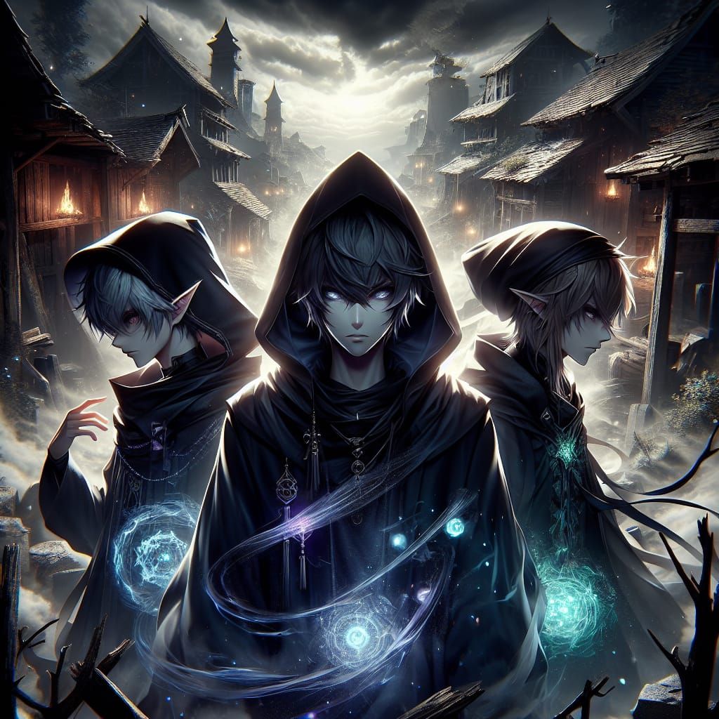 Anime Characters in Dark Fantasy Style