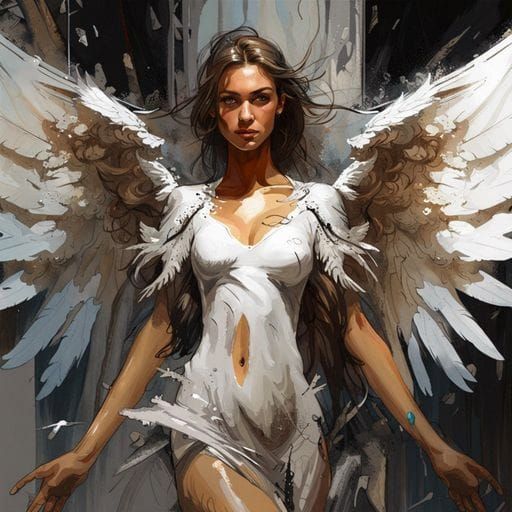 Beautiful Angel Portrait with Stunning Wings