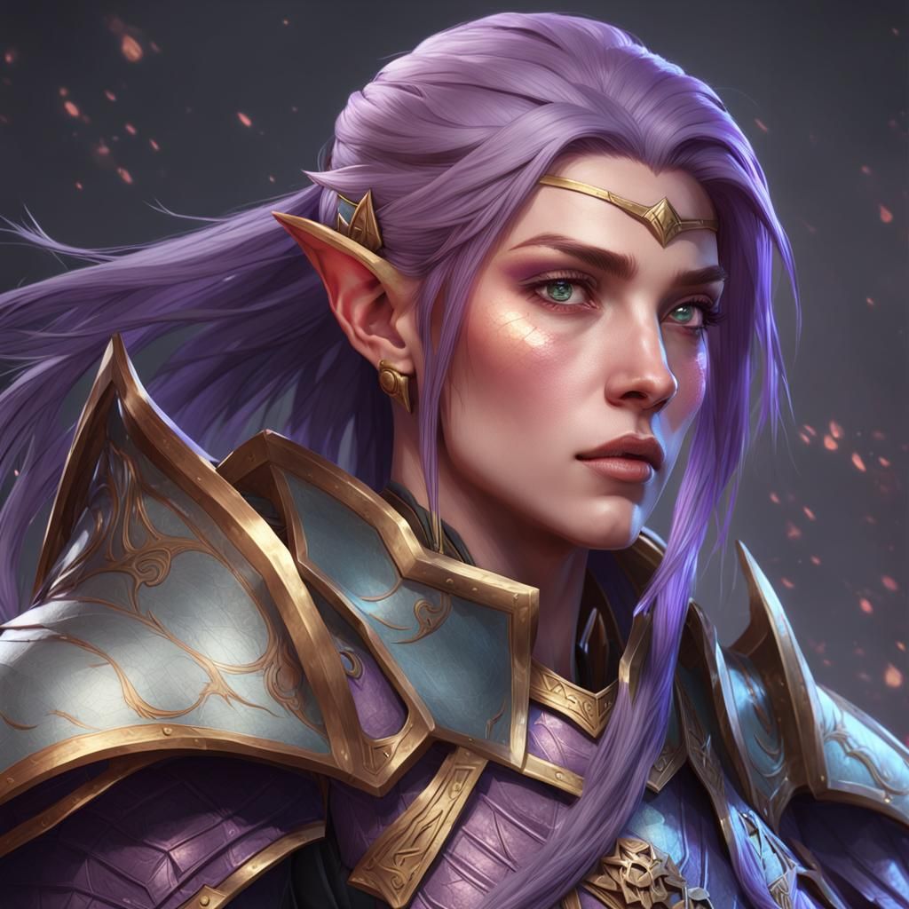 High Elf Cleric Portrait in Digital Art Style