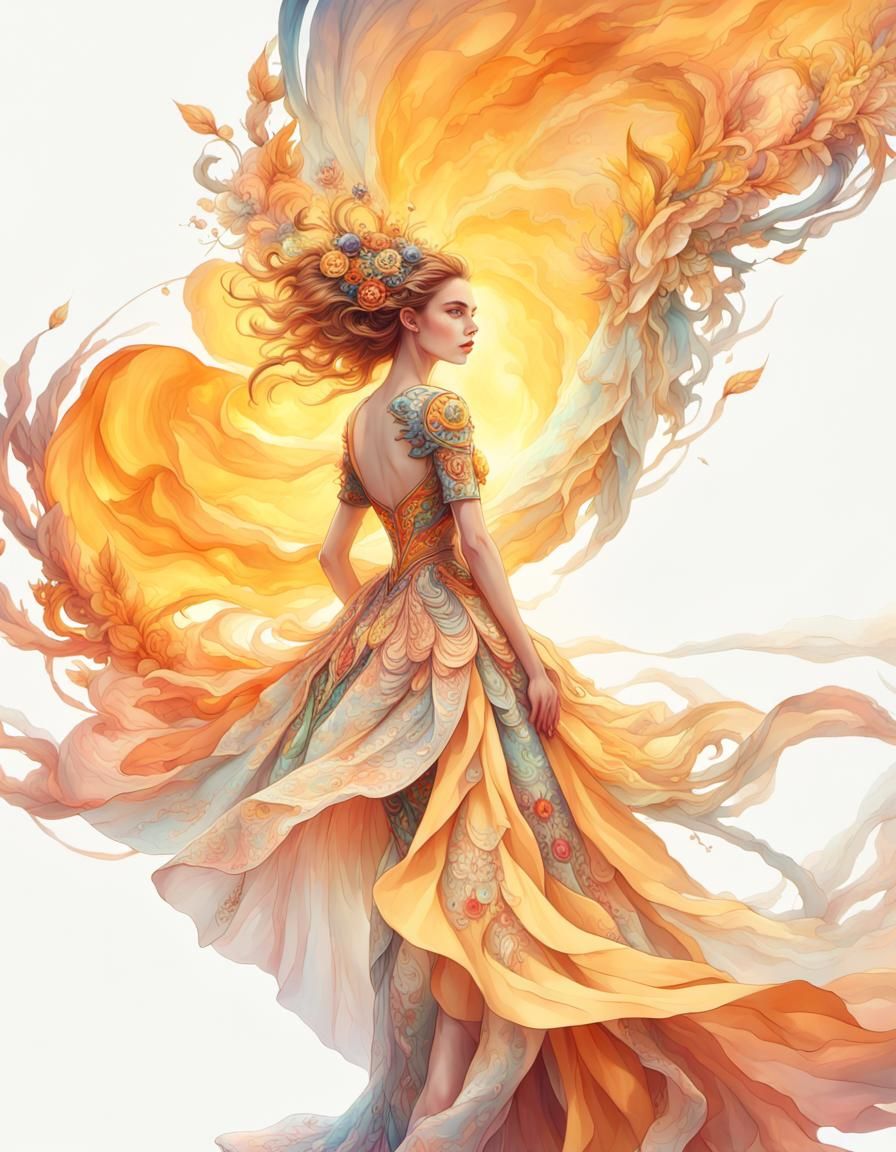 Modern Fashion Dress: Hyperdetailed Solar Fantastica Concept...