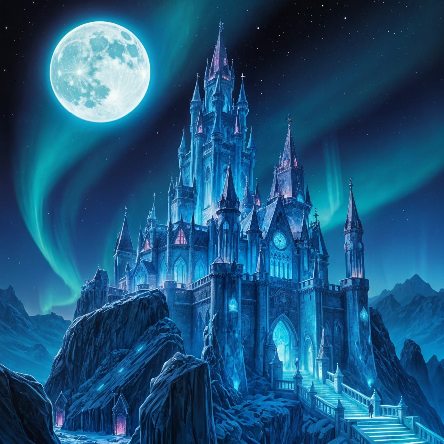 Crystal Castle Radiates in Moonlight