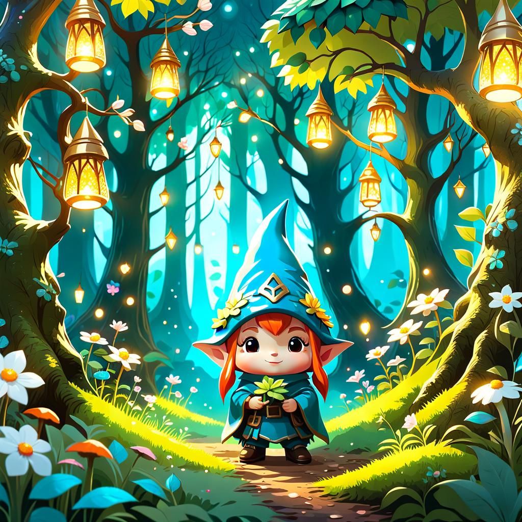 Chibi Gnome Forest Spirit's Magical Garden