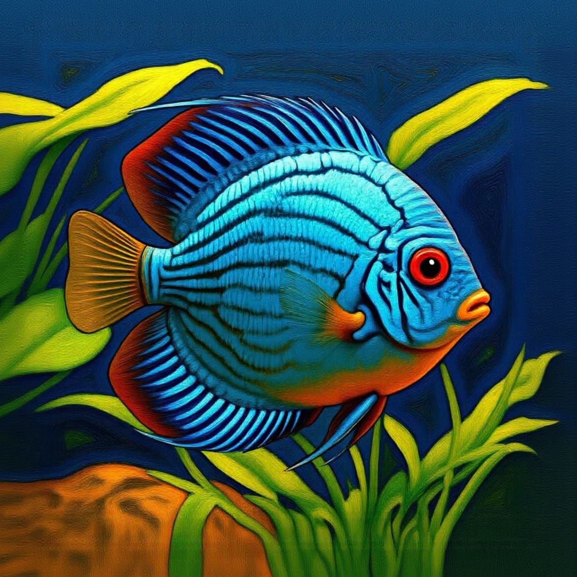 Vibrant Discus Fish in Amazon River Aquarium