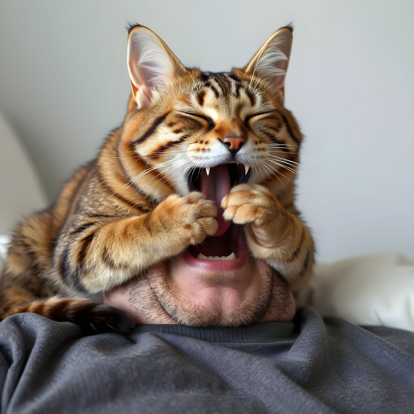 Whimsical Cat Silhouette Stops Snoring Man in His Tracks