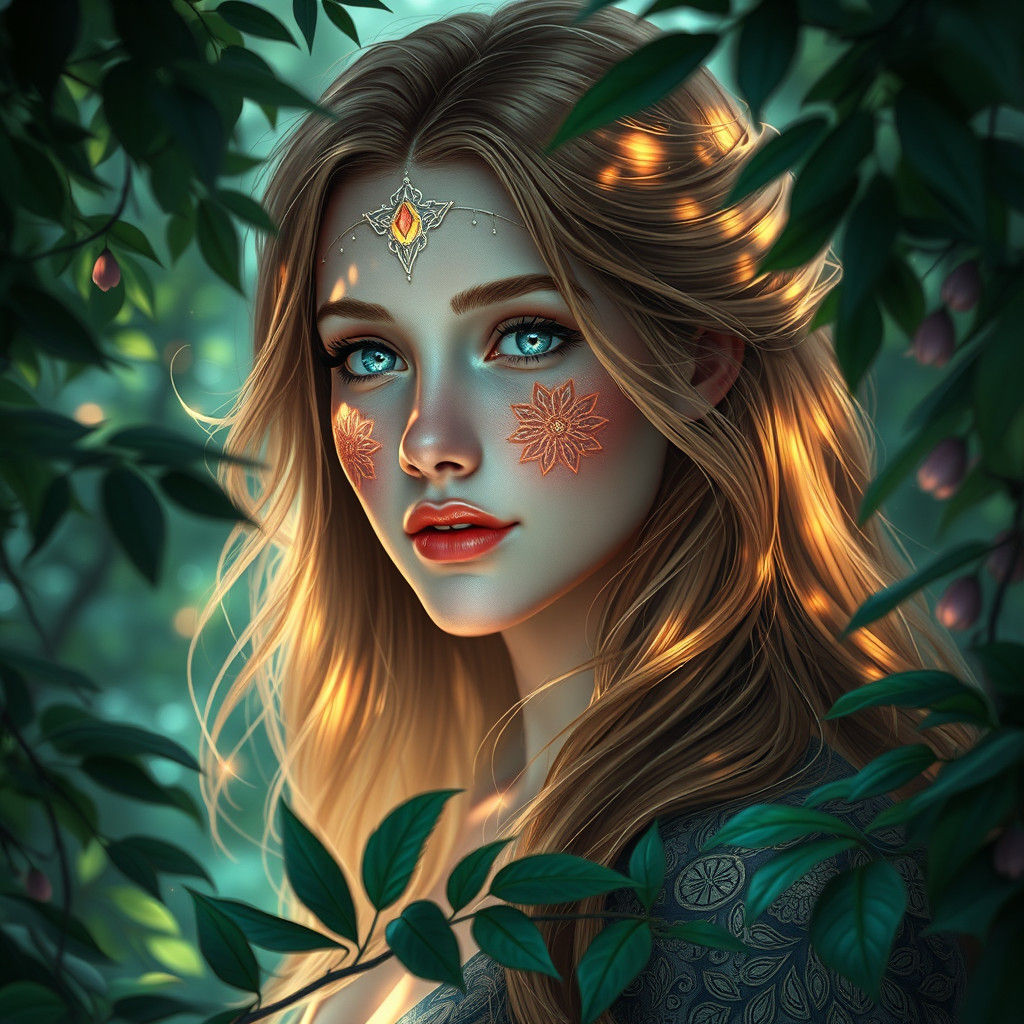 Ethereal Aurora Portrait in a Lush Forest