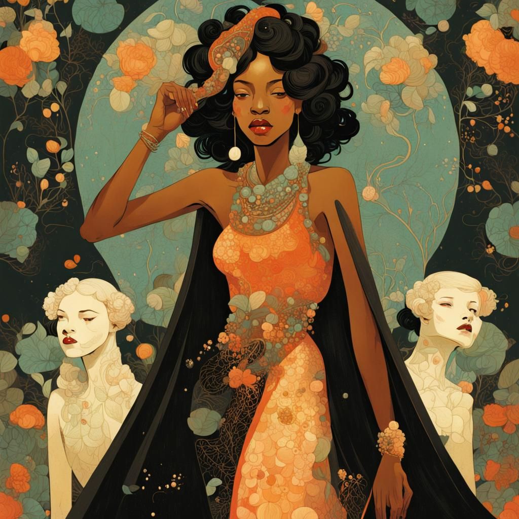 Black Woman in Victo Ngai Style