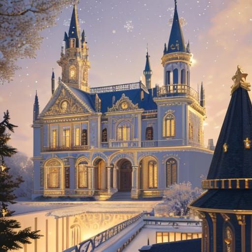 Queen Anne Villa in Baroque Oil Painting