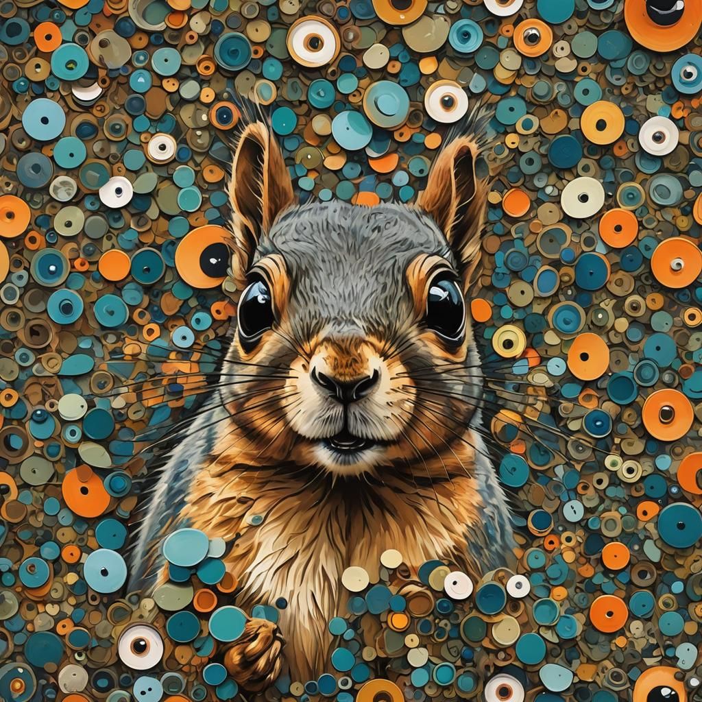 Squirrel with Oversized Googly Eyes: Abstract Art