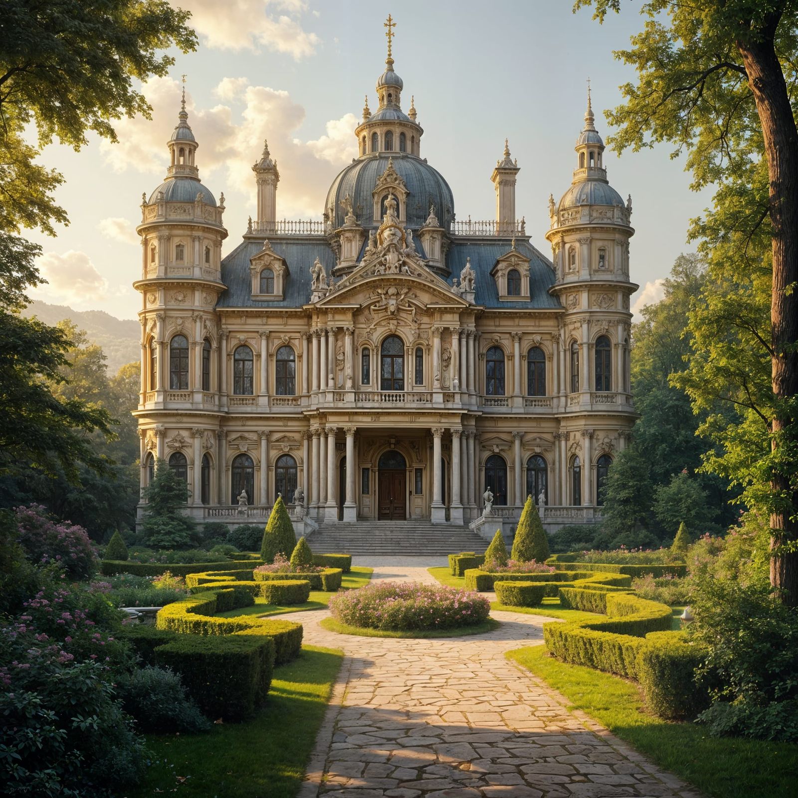Vienna Mansion: Fine Architecture in Evening Light