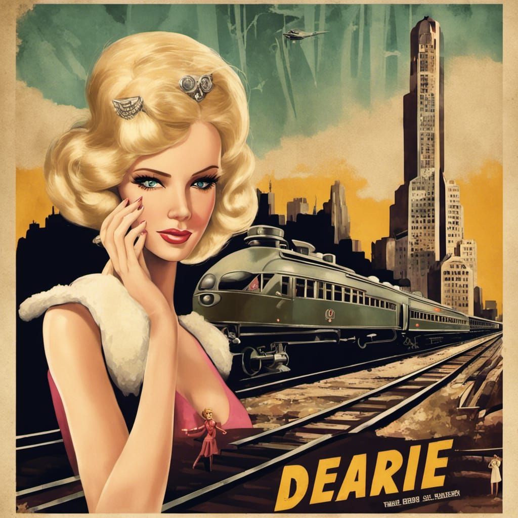 Dieselpunk Barbie in Vintage Art Deco Movie Poster