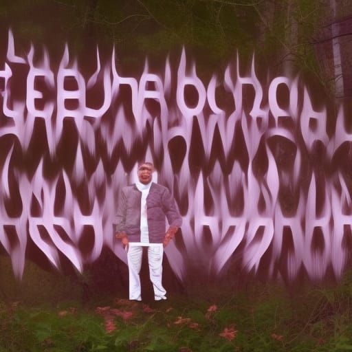 Surreal Neon Figure in Abstract Darkscape