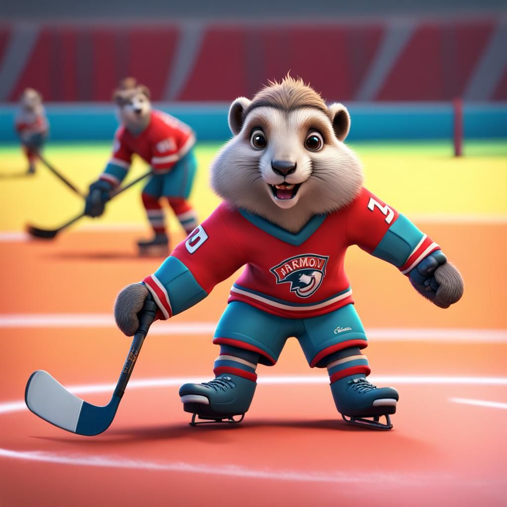 Marmots playing Hockey II