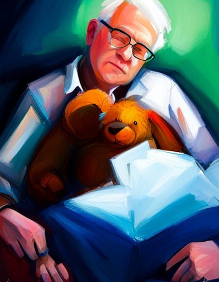 Steve Martin Asleep, Surrealist Digital Illustration