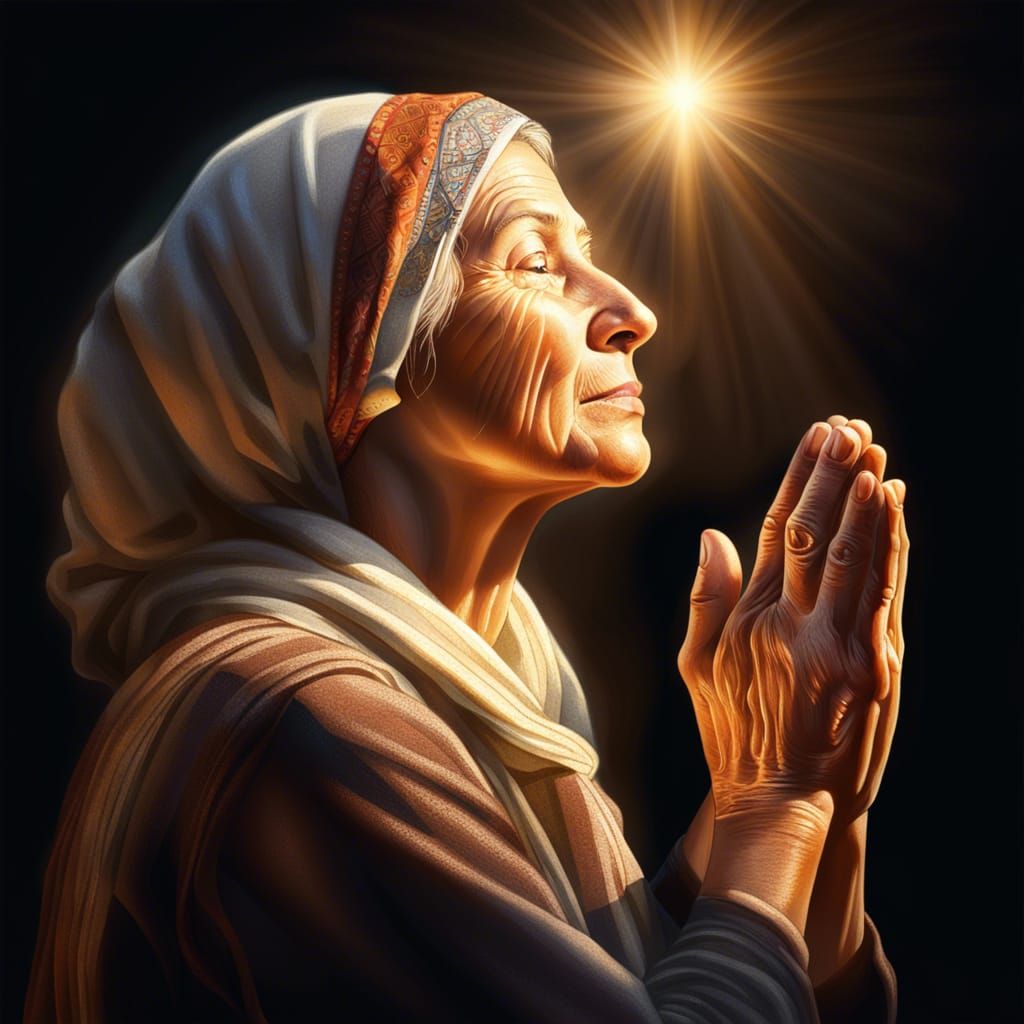 Devout Woman Praying in Warm Light