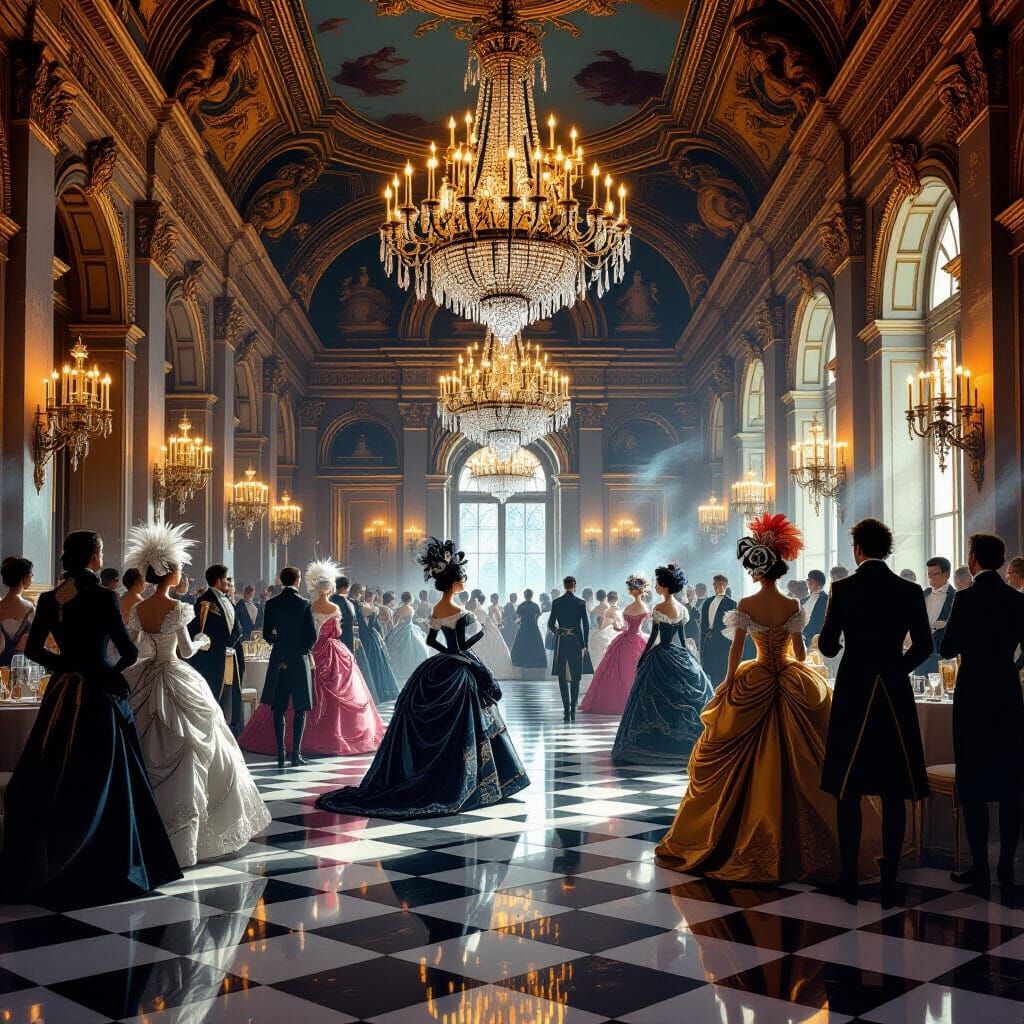 Surreal Masquerade Ball in Grand 18th Century Ballroom