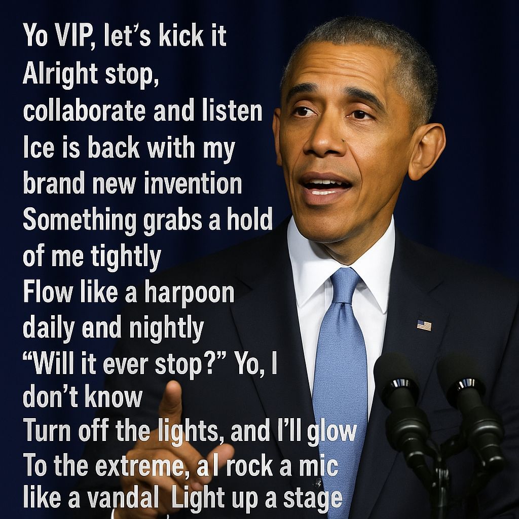 Obama Rapping Ice Ice Baby: AI-Generated Image