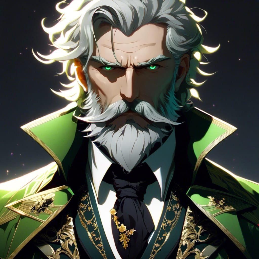 Glitchcore Portrait of Victorian Man in Anime Style