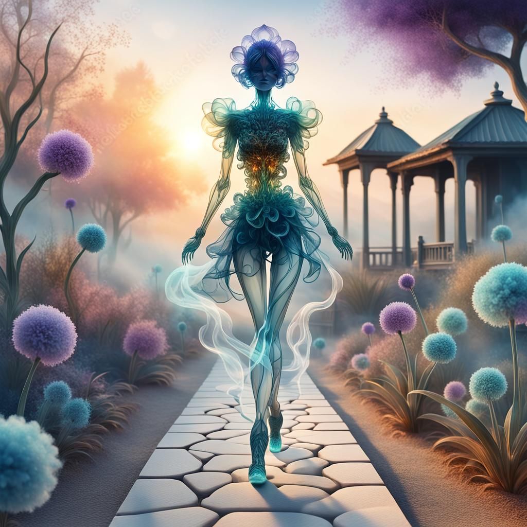 Crystal Woman Walks to Land of Love