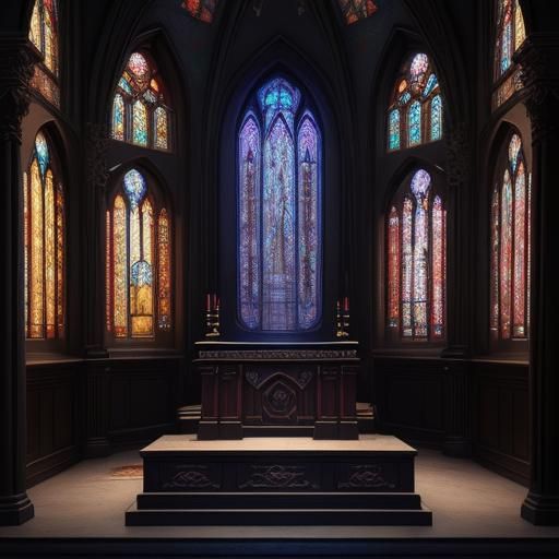 Fantastical Stained Glass Altar in Detailed Matte Painting
