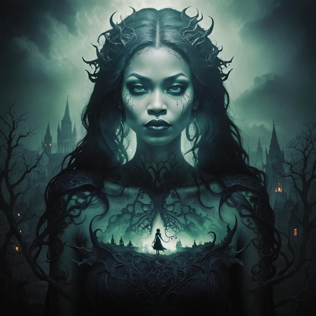 Mystical Devil Woman in Gothic Dark Fantasy Art