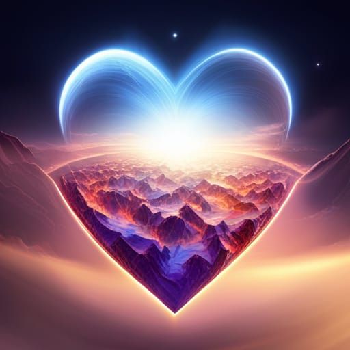 Glowing Heart with Glittering Light in Detailed Matte Painti...